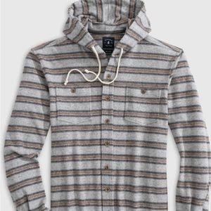 Johnnie-O Barta flannel button-up shirt in grey, men’s Large NWT MSRP $228